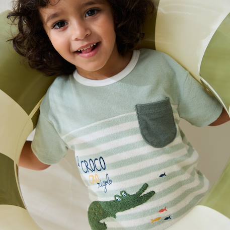 T-shirt en éponge crocro rigolo Kaki 5 - vertbaudet enfant 