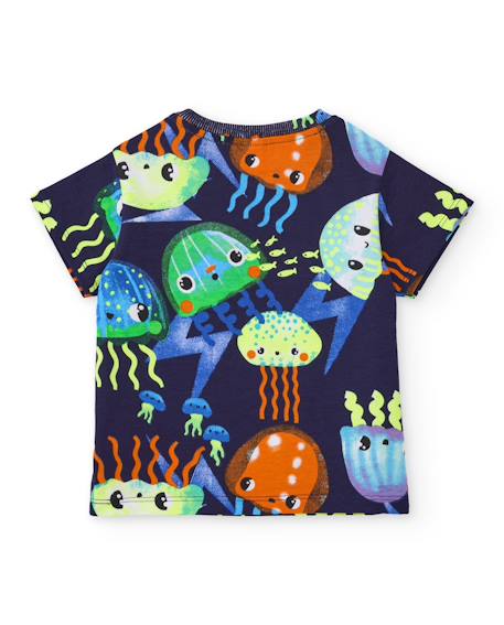 Haut de maillot de bain garçon en maille avec méduses multicolores Bleu 3 - vertbaudet enfant 