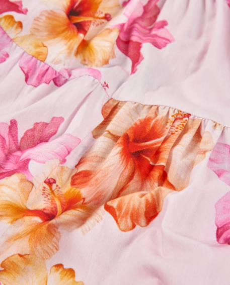 Robe fille en tissu tissé au style romantique Rose 3 - vertbaudet enfant 
