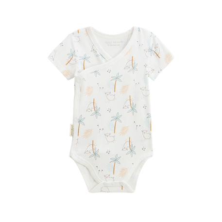 Lot de 2 bodies bébé manches courtes ouverture croisée noisette Ecru 6 - vertbaudet enfant 