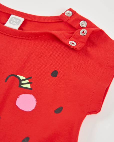 Robe fille en maille avec détails brodés Rouge 3 - vertbaudet enfant 
