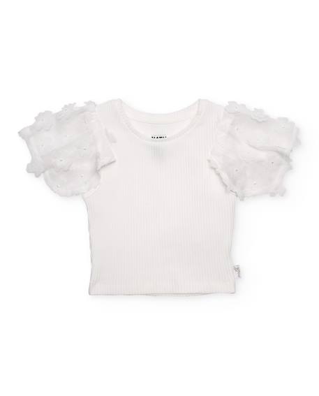 T-shirt fille en maille avec manches bouffantes Blanc 2 - vertbaudet enfant 