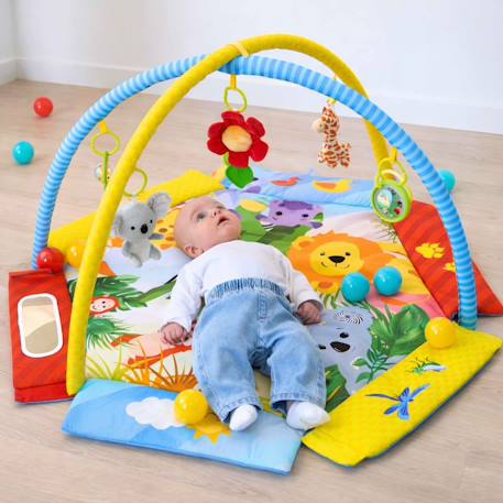 Tapis d'éveil bébé piscine à balles pliable jungle palenquo Jaune 2 - vertbaudet enfant 