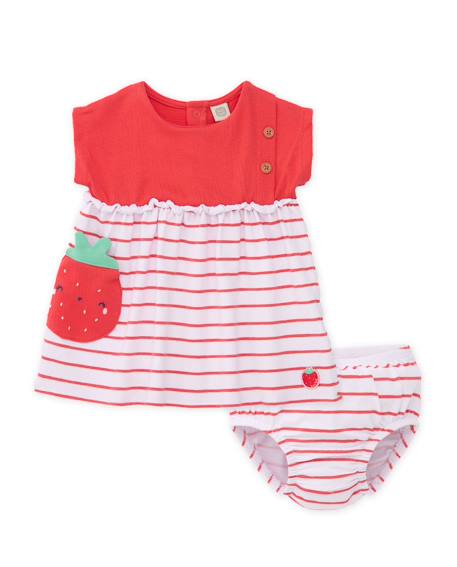 Bébé-Robe en tricot pour bébé avec poche fraise
