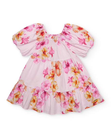 Robe fille en tissu tissé au style romantique Rose 1 - vertbaudet enfant 