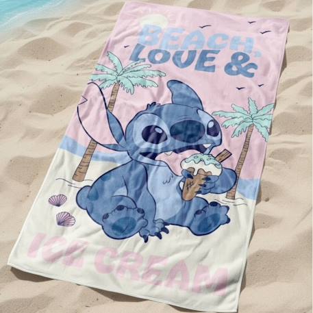 Serviette de plage enfant avec dessin lilo & stitch Mauve 2 - vertbaudet enfant 