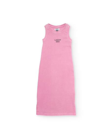 Robe fille en maille côtelée extensible Rose 2 - vertbaudet enfant 