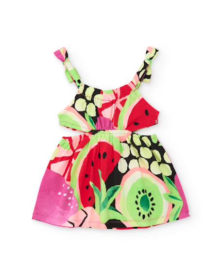 Robe fille en maille avec bretelles nouées Rouge 2 - vertbaudet enfant 