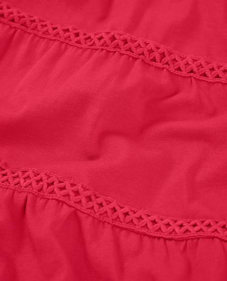 Robe fille en maille avec détails en dentelle Rouge 4 - vertbaudet enfant 