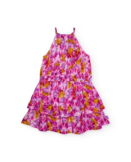 Fille-Robe fille en tissu tissé avec motif tie-dye
