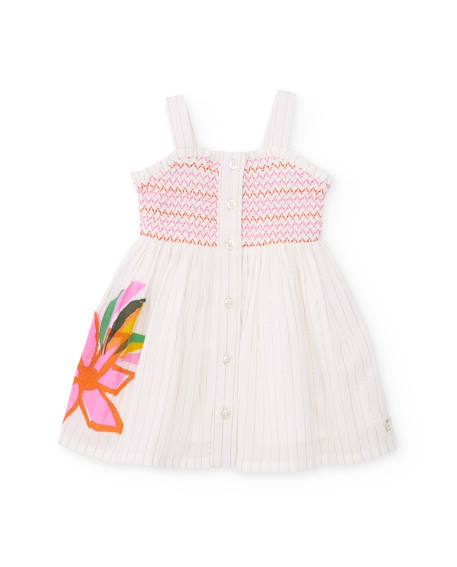 Robe fille en tissu et trame avec empiècement smocké Blanc 2 - vertbaudet enfant 