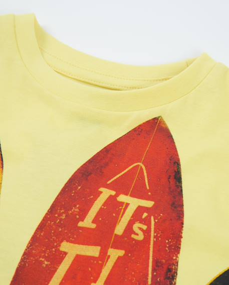 T-shirt garçon en maille avec planches de surf Jaune 4 - vertbaudet enfant 