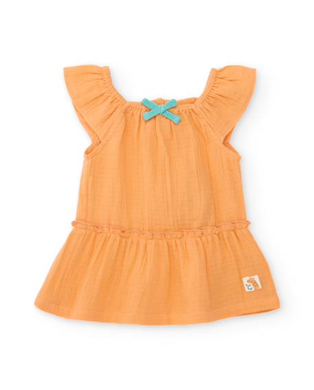 Robe pour bébé avec bloomer en tissu tissé avec volants aux manches Orange 2 - vertbaudet enfant 