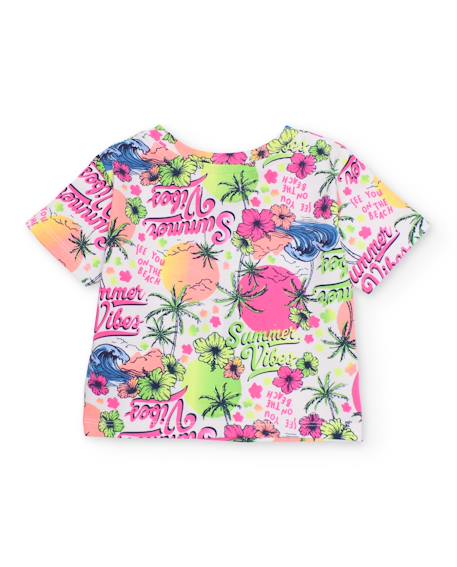 T-shirt fille en maille avec imprimé estival Rose 3 - vertbaudet enfant 