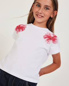 T-shirt fille en maille avec fleurs décoratives  - vertbaudet enfant