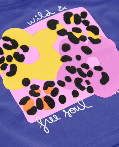 T-shirt pour fille en maille avec imprimé sur le devant Violet 5 - vertbaudet enfant 