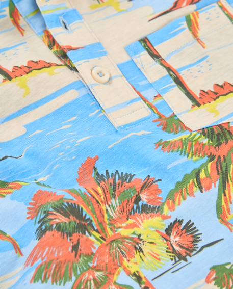 T-shirt garçon en maille avec imprimé tropical Bleu 4 - vertbaudet enfant 