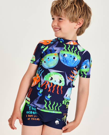 Bébé-Maillot de bain, accessoires de plage-T-shirt garçon en maille avec méduses multicolores