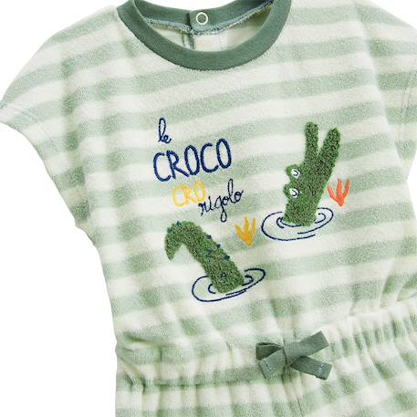 Combishort bébé en éponge crocro rigolo Kaki 4 - vertbaudet enfant 