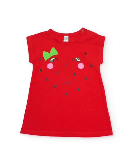 Robe fille en maille avec détails brodés Rouge 1 - vertbaudet enfant 