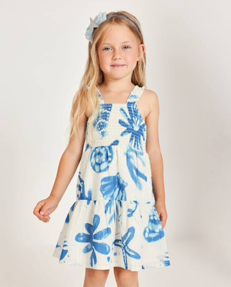Fille-Robe pour fille en toile avec corsage froncé