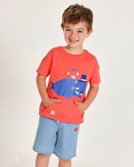 Bébé-T-shirt garçon en maille avec imprimé baleine