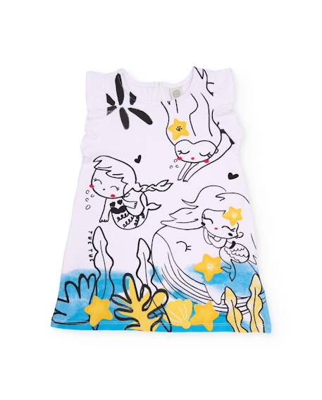 Robe en maille pour fille avec imprimé sirènes Blanc 2 - vertbaudet enfant 