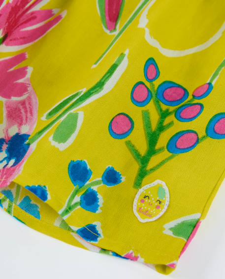 Robe fille en tissu chaîne et trame avec bretelles à volants Jaune 4 - vertbaudet enfant 