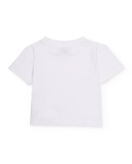 T-shirt fille en maille avec illustration de palmier Blanc 3 - vertbaudet enfant 