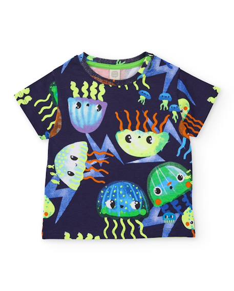 Haut de maillot de bain garçon en maille avec méduses multicolores Bleu 2 - vertbaudet enfant 