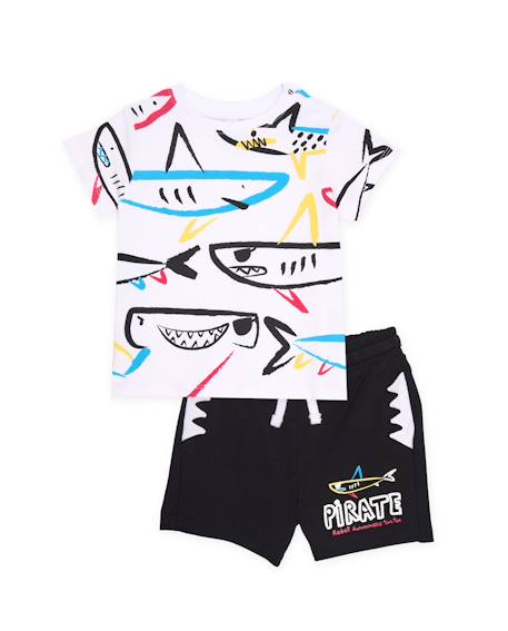Ensemble en maille pour garçon avec motif requins Blanc 2 - vertbaudet enfant 