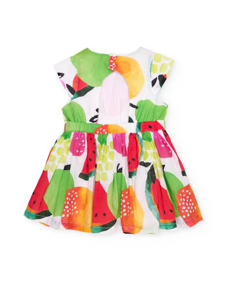 Robe fille en tissu chaîne et trame avec motif de fruits Multicolore 2 - vertbaudet enfant 