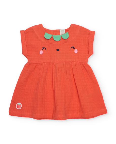 Robe bébé avec bloomer en tissu et motif petite fraise Rouge 2 - vertbaudet enfant 