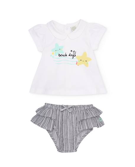 Ensemble en tricot pour bébé à rayures Blanc 2 - vertbaudet enfant 
