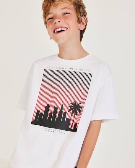 Garçon-T-shirt garçon en maille avec imprimé contrasté