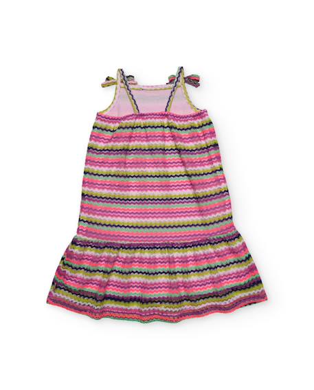 Robe fille en maille à bretelles avec nœuds Rose 2 - vertbaudet enfant 