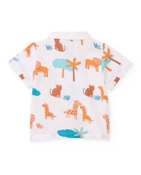 Ensemble pour bébé en tissu tissé avec imprimé savane Blanc 4 - vertbaudet enfant 