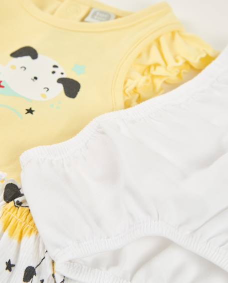 Robe bébé en tricot avec bloomer et volants aux épaules Jaune 6 - vertbaudet enfant 