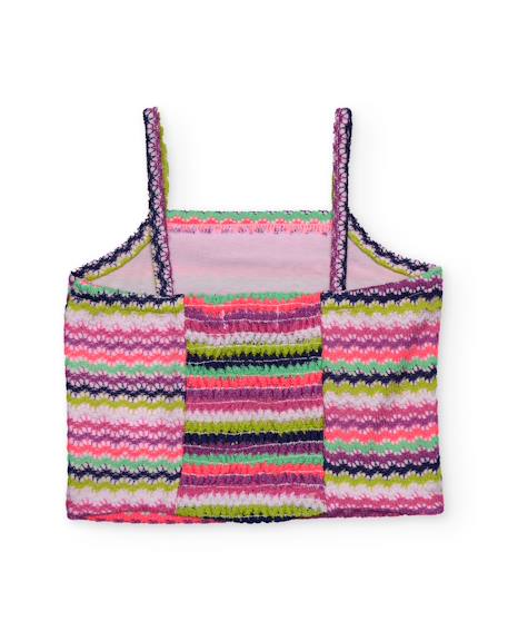 Top fille en maille avec imprimé zigzag Rose 3 - vertbaudet enfant 