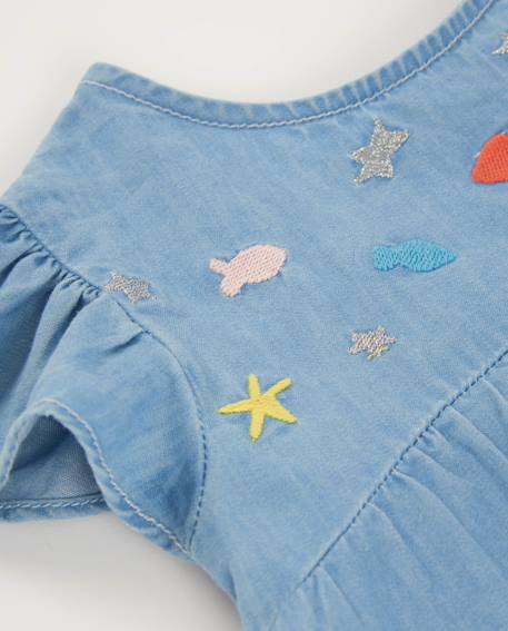 Robe pour fille en tissu en denim doux Bleu 4 - vertbaudet enfant 