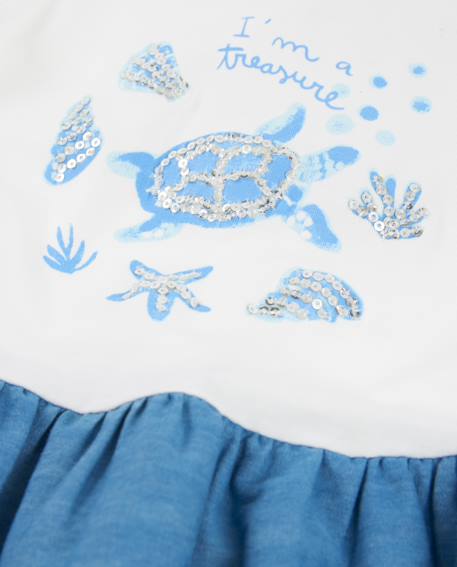 Robe pour fille en maille avec motif marin et sequins Blanc 3 - vertbaudet enfant 