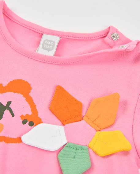 Robe fille en maille avec graphisme dinosaure Rose 3 - vertbaudet enfant 