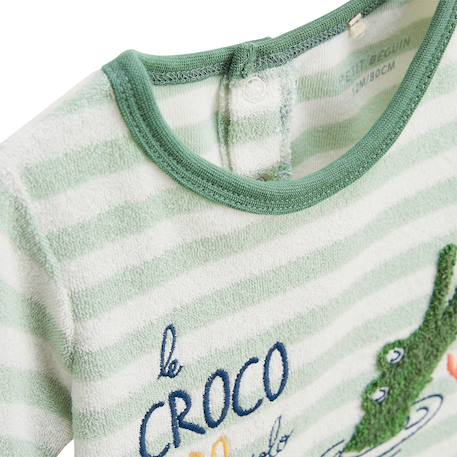 Ensemble enfant t-shirt et short en éponge crocro rigolo Kaki 3 - vertbaudet enfant 