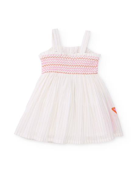 Robe fille en tissu et trame avec empiècement smocké Blanc 3 - vertbaudet enfant 