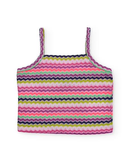 Top fille en maille avec imprimé zigzag Rose 2 - vertbaudet enfant 
