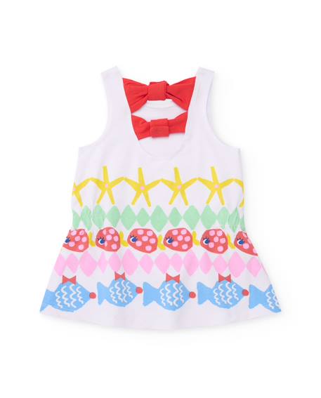 Robe en maille pour fille avec nœud dans le dos Blanc 2 - vertbaudet enfant 