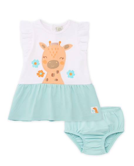 Robe bébé avec bloomer avec motif girafes Blanc 1 - vertbaudet enfant 