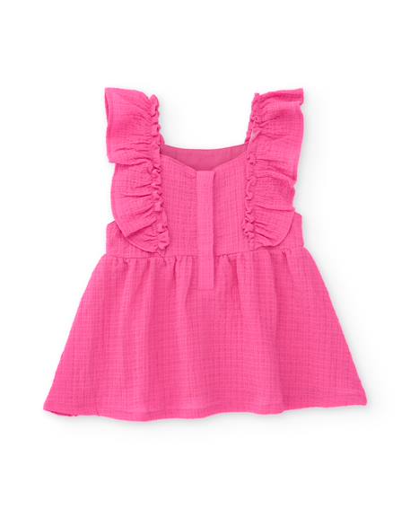 Robe fille en tissu avec broderie sur le devant Rose 2 - vertbaudet enfant 