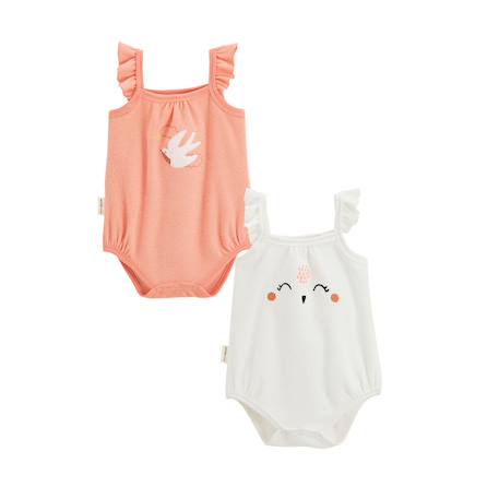 Lot de 2 bodies bébé à bretelles en éponge honfleur Corail 2 - vertbaudet enfant 