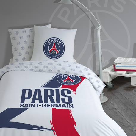 Parure de lit imprimée 100% coton, psg tour Blanc 1 - vertbaudet enfant 